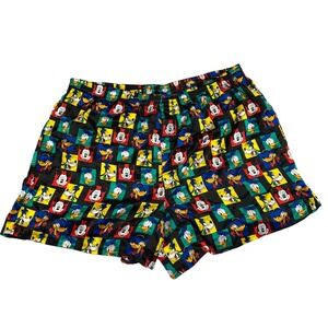 Vintage 90s Disney Mickey Mens XL Boxer Shorts 100% Silk Sleepwear Cartoon Print